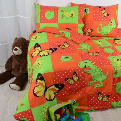 TiaHome obliečky Dinosaurus červené 130x90 cm 65x45 cm