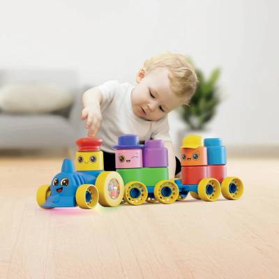 Quercetti 4155 Momy Soft mäkké kocky s vláčikom 25 ks
