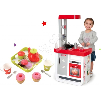 Smoby kuchynka Bon Appétit so zvukmi a kávovarom a čajová súprava s táckou 100% Chef