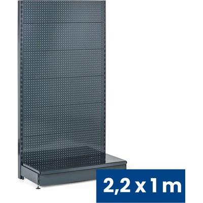B2B Partner Prodejní regál jednostranný, perfo stěny, 2200 x 1000 x 450 mm, základní, antracit 926068