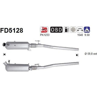 Filter sadzí pevných častíc výfukového systému AS FD5128