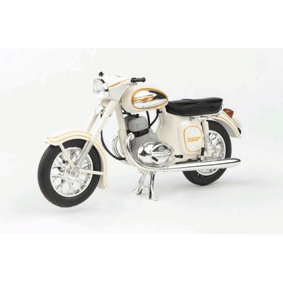 Abrex Jawa 350 Kývačka Automatic časopis s modelem 1966 bílá 1:18