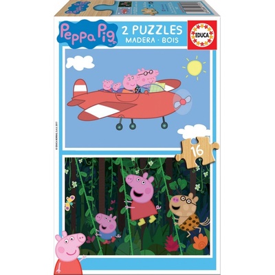 EDUCA dřevěné Prasátko Peppa 2x16 dílků