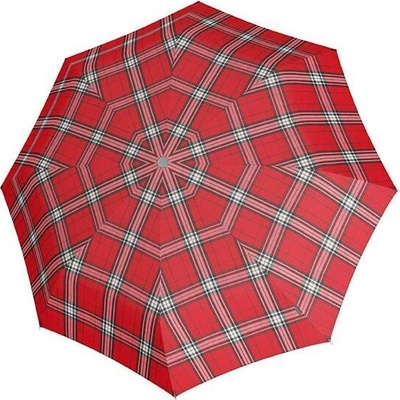 Knirps T.200 CHECK RED'N NAVY - elegantní dámský plně automatický deštník