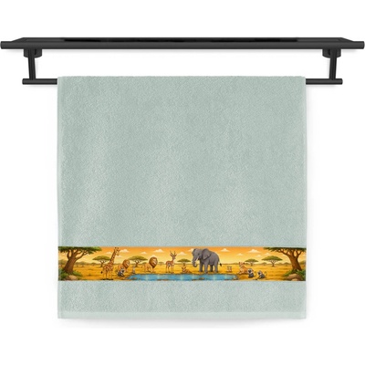 Veba ručník NORA tisk ve stínu afrického slunce zelenošedá 50 x 100 cm – Hledejceny.cz