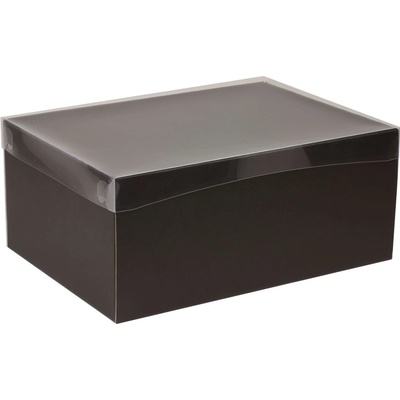 Dárková krabice s průhledným víkem 350x250x150 mm, černá
