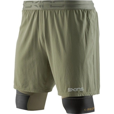 Skins DNAmic Mens Superpose Half Tights utility zelená