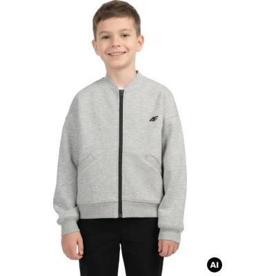 4F na zip M2684-26M-WARM Light Grey Melange chlapecká šedá
