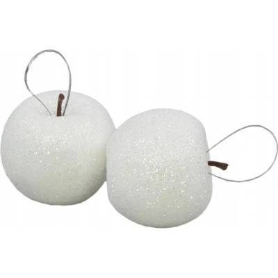 Akces [680985] Jablká trblietavé vianočné gule 6,5cm biele