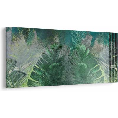 Obraz - Betónová textúra s listami, jednodielne 200x100 cm