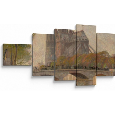 Obraz - Robert William Vonnoh, Notre Dame de Paris, reprodukcia, päťdielne 110x60 cm