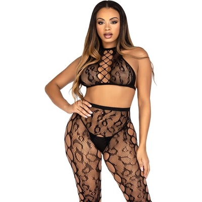 Leg avenue - 89372 crop top & crotchless tights black