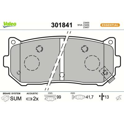 VALEO Sada brzdových platničiek kotúčovej brzdy 301841