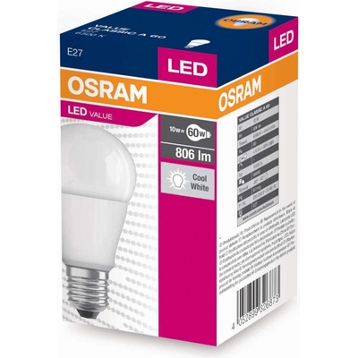 Osram LED VALUE CL A FR 60 9W/865 E27 6500K studená biela
