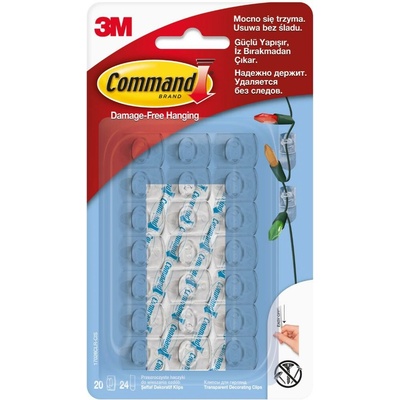 3M 17026CLR Command čiré dekorační háčky 20 háčků, 24 lepicích pásek, maximální zatížení 225 g, lze upevnit svisle i vodorovně – Hledejceny.cz