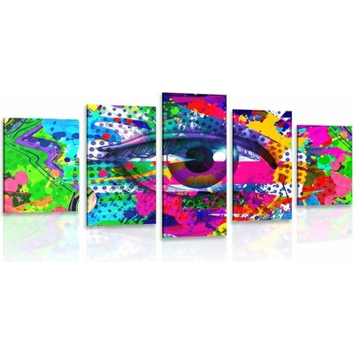 5-dílný obraz lidské oko v pop-art stylu - 150x75