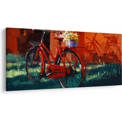 Obraz červeného kola, akrylová malba, jednodílný 200x100 cm