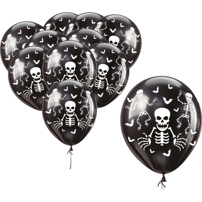 Guirca Černé balónky s kostlivci nafukovací balónky na Halloween