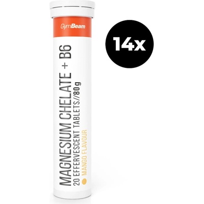 GymBeam Magnesium chelate + B6 šumivý mango 14 x 20 tablet