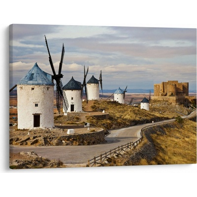 Obraz - Veterné mlyny Consuegra, Španielsko, jednodielne 70x50 cm