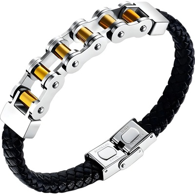 Gaira kožený náramok Chain 30294-23 čierna