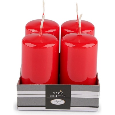 Adventní svíčky válec Ø4 cm, střední, 5 červená lesk