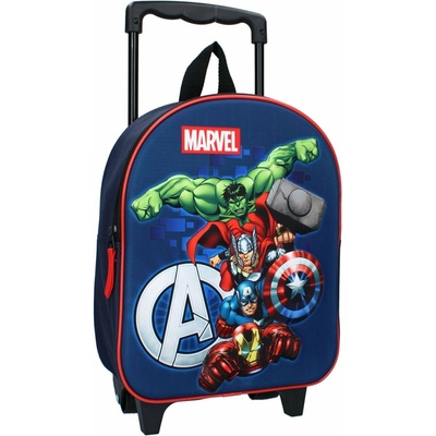 Vadobag · Detský cestovný 3D batoh na kolieskach Avengers – Marvel 9L