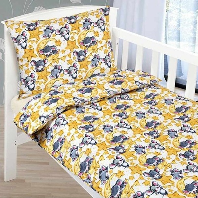 Bellatex obliečky Myšky žlté sivé 90 x 135 45 x 60 cm