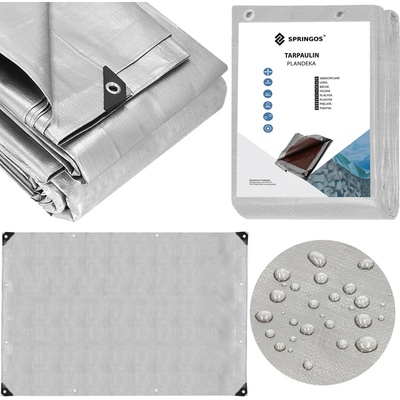 Springros krycí plachta s oky 4 x 5 m extra silná, 210g PE, šedá PROTECT GA2144-XG