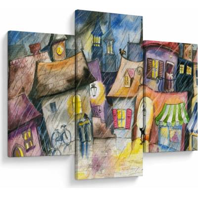 Obraz - Deštivý večer, třídílný 90x60 cm