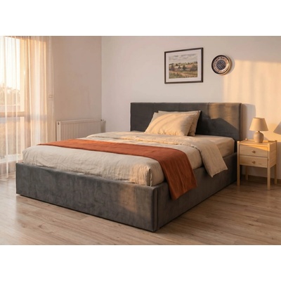 AMI Nábytek | Čalouněná postel s úložným prostorem 120×200 cm Tilo Velvet – Grafitový