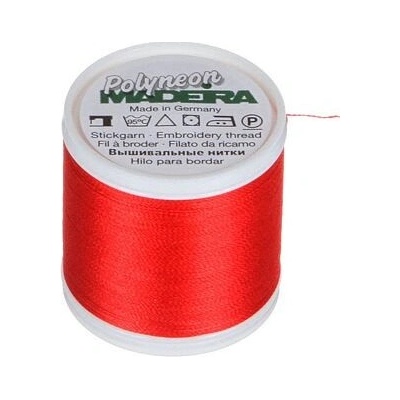 Vyšívací nitě PES Madeira Polyneon (400m) barva 1838 poppy red