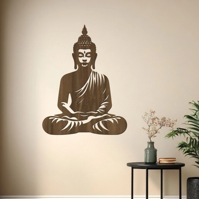 dřevo života Dřevěný obraz Buddha – Energie klidu Zvolte rozměr šxv (cm): 62x80, Zvolte barvu dekoru: Ořech