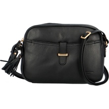 Hexagona dámska kožená crossbody kabelka Dornie čierna