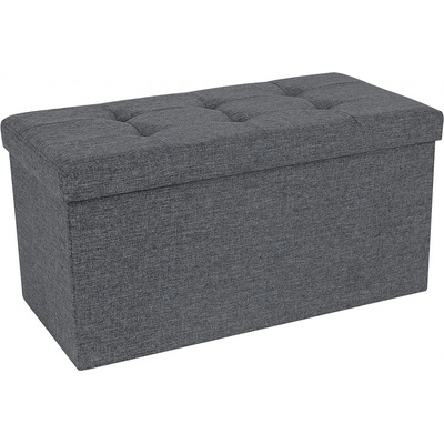 SONGMICS Úložný sedací box čalouněný skládací 76x38 cm tmavě šedý
