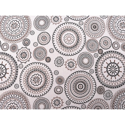 Bavlněná metráž / imitace lnu hrubší, mandala, střední, režná