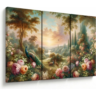 Obraz - Pávy v záhrade, trojdielne 120x80 cm