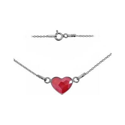 Nubis stříbrný se srdcem Crystals from Swarovski Royal Red NB 0201 RR