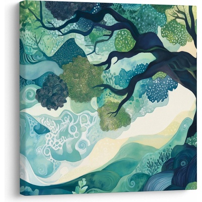 Obraz – Zelená koruna stromu života, jednodielne 30x30 cm