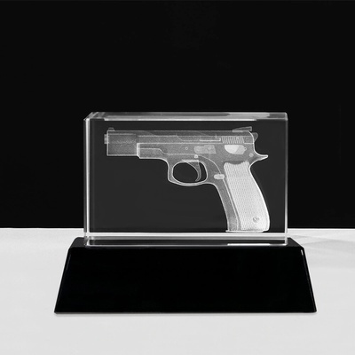 Křišťálové sklo 3D pistole 7,5 cm