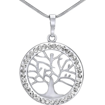 SILVEGO Strieborný prívesok Strom života sa Swarovski Crystals B16088