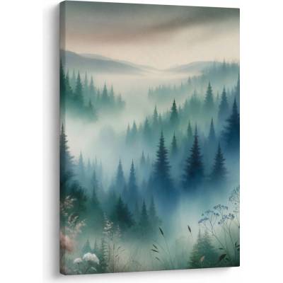 Obraz - Lesní krajina s mlhou, jednodílný 50x70 cm