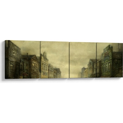 Obraz westernového mestečka, štvordielne 160x40 cm