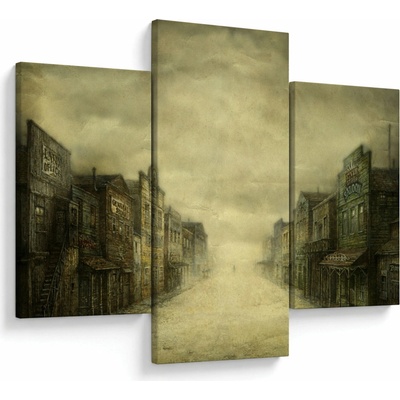 Obraz westernového městečka, třídílný 90x60 cm