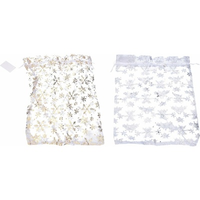 Sáček ORGANZA Vločky 25x35 cm Vánoce