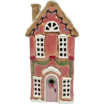 žiadna značka Keramický svietnik „Domček“ – vianočný domček 23 cm