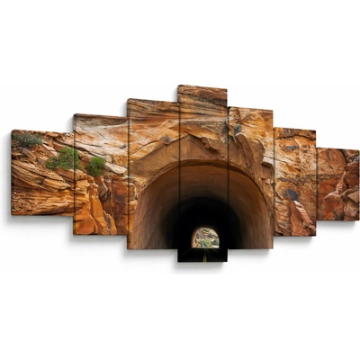 Obraz - tunel ve skále, sedmidílný 210x100 cm