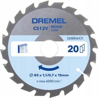 PILOVÝ KOTOUČ S VIDIOVÝMI ZUBY CS500 85x15mm 20 zubů pro pilu CS12V-S1C DREMEL