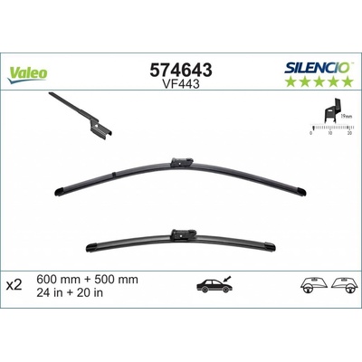 Valeo Silencio Flat Blade set 600+500 mm VA 574643