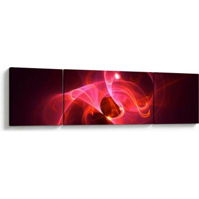 Moderní obraz růžové abstrakce, třídílný 170x50 cm